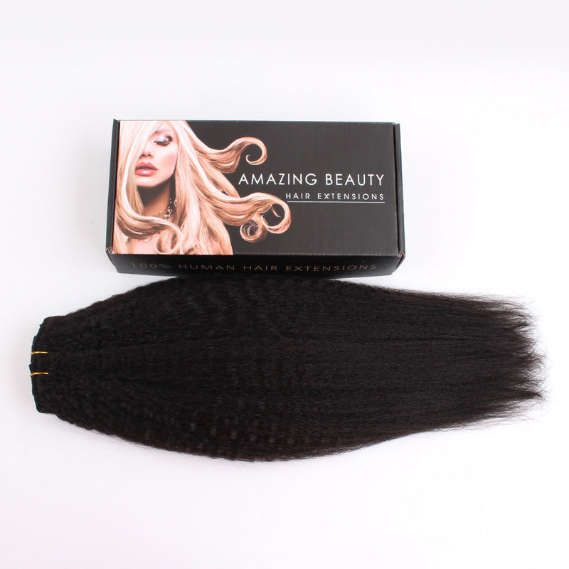 Clip In Kinky Straight Human Hair Extensions Clips In Extension