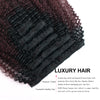 Clip in Hair Extension Afro Kinky Curly Ombre Natural Black to Dark Wine