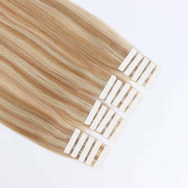 Tape In Hair Extension P #12/#60 Dark Dirty Blonde Highlights Ash Blonde