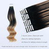 Remy tape in hair extensions balayage #1B/12|var-31549209673800