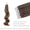 Tape In Hair Extension P #2/#4/#6 Dark Brown Highlights Chestnut Brown