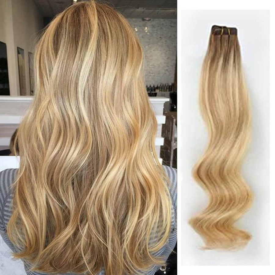 Tape In Hair Extension Rooted Highlights RP6-18/613