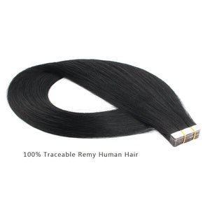 Remy tape in hair extensions #1 jet black|var-31548621455432