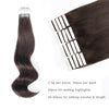 Remy tape in hair extensions #2 dark brown|var-31549208494152