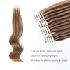 Tape In Hair Extension P #4/#12 Medium Brown Highlights Golden Brown