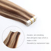 Tape In Hair Extension P #4/#12 Medium Brown Highlights Golden Brown