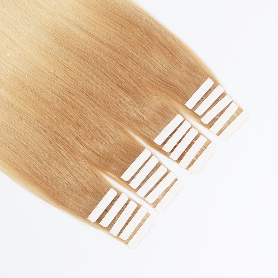 Tape In Hair Extension T #12/#60 Golden Brown Ombre Ash Blonde