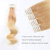 Tape In Hair Extension T #12/#60 Golden Brown Ombre Ash Blonde