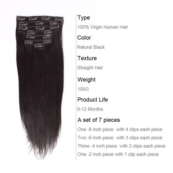 Sil Clip In Extensions Clip in Hair Extension Silky Straight | AmazingBeautyHair